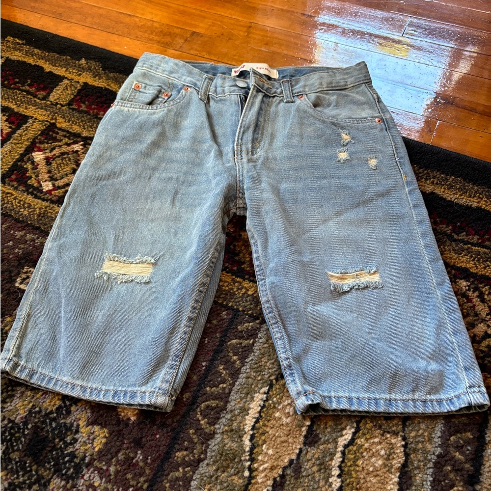 Levi's Kids Distressed Blue Denim Shorts